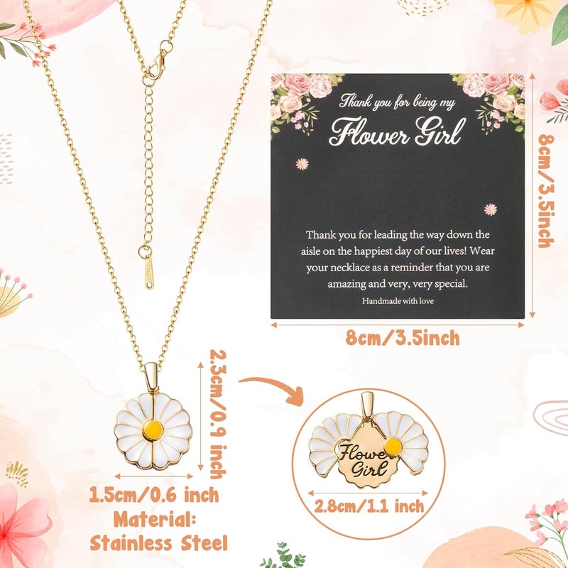 PANTIDE Flower Girl Daisy Locket Necklace - Thank You for Being My Flower Girl Proposal Gift, Engraved Stainless Steel Jewelry Gift On Wedding Bridal Shower from Bride (Gold) - Image 2